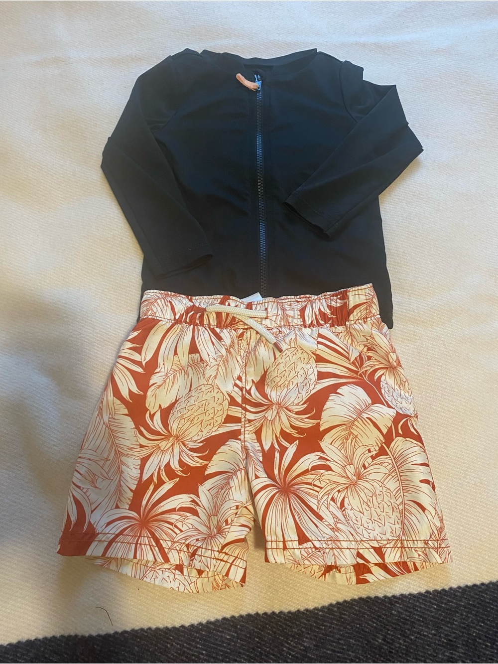 Old Navy Tropical Swim Trunks + Cat & Jack Rash Guard Set 2T